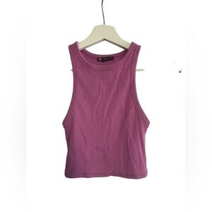 Zara - Racer Back Rib Tank Top magenta Size Medium